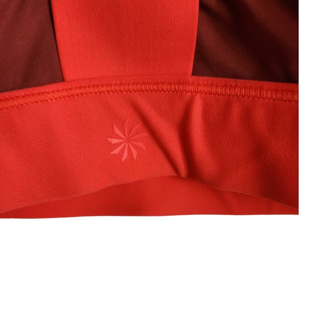 Athleta Sports Bra Medium Red Orange Colorblock Ventilated Wireless Pullover - Picture 6 of 6